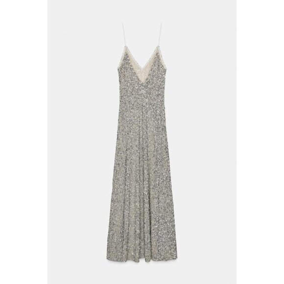 ZARA ZW COLLECTION LONG SEQUIN DRESS - Picture 7 of 8